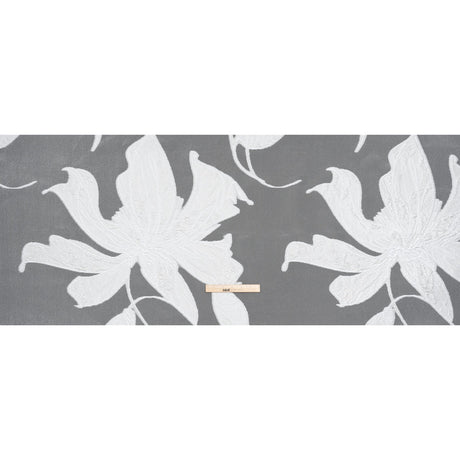 Metallic Polyester and Rayon Burnout Brocade - White Big Flowers