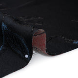 Metallic Rayon and Polyester Brocade Panel - Black, Orange and Blue Flower Bunches