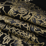 Metallic Polyester Blend Brocade - Black, Charcoal and Gold Fancy Flowers