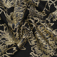 Metallic Polyester Blend Brocade - Black, Charcoal and Gold Fancy Flowers