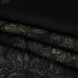 Metallic Polyester Blend Brocade - Olive Green, Black and Gray Fancy Flowers