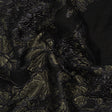 Metallic Polyester Blend Brocade - Olive Green, Black and Gray Fancy Flowers