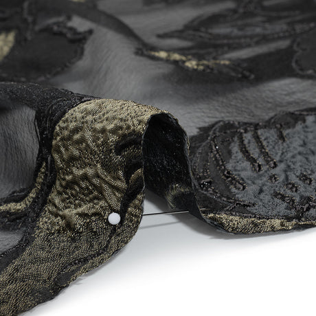 Metallic Polyester and Acetate Burnout Brocade - Olive Green and Black Rose Garden
