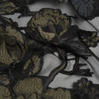 Metallic Polyester and Acetate Burnout Brocade - Olive Green and Black Rose Garden