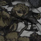 Metallic Polyester and Acetate Burnout Brocade - Olive Green and Black Rose Garden