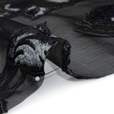 Metallic Polyester and Acetate Burnout Brocade - Light Gray, Midnight Navy and Black Rose Garden