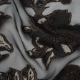 Metallic Polyester and Acetate Burnout Brocade - Beige, Dark Brown and Black Rose Garden