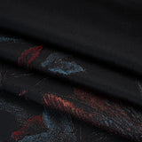 Metallic Acetate and Polyester Brocade - Black, Red and Mint Green Delicate Flowers