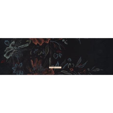Metallic Acetate and Polyester Brocade - Black, Red and Mint Green Delicate Flowers