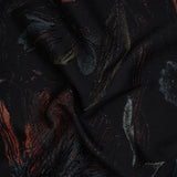 Metallic Acetate and Polyester Brocade - Black, Red and Mint Green Delicate Flowers