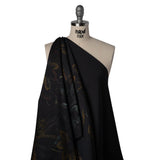 Metallic Acetate and Polyester Brocade - Black, Golden Yellow and Aqua Blue Delicate Flowers