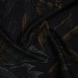 Metallic Acetate and Polyester Brocade - Black, Golden Yellow and Aqua Blue Delicate Flowers