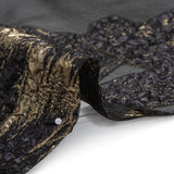 Metallic Polyester Burnout Brocade - Black and Gold Rose Border