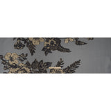 Metallic Polyester Burnout Brocade - Black and Gold Rose Border