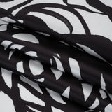Polyester Mikado Twill Made in Italy - Black and White Ink Brush Roses