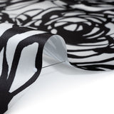 Polyester Mikado Twill Made in Italy - Black and White Ink Brush Roses