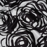 Polyester Mikado Twill Made in Italy - Black and White Ink Brush Roses
