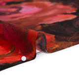 Silk Charmeuse Print 16MM, Made in Italy - Red, Pink and Brown Painted Roses