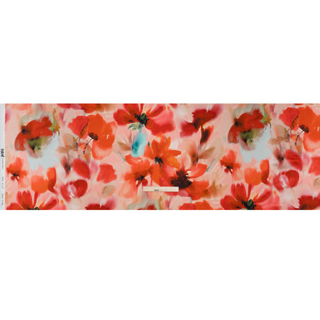 Silk Charmeuse Print 16MM, Made in Italy - Red and Pink Soft Watercolor Florals