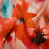 Silk Charmeuse Print 16MM, Made in Italy - Red and Pink Soft Watercolor Florals