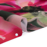 Silk Charmeuse Print 16MM, Made in Italy - Hot Pink and Forest Green Soft Watercolor Florals