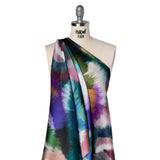 Silk Charmeuse Print 16MM, Made in Italy - Teal, Pink and Blue Painted Bursts
