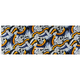Silk Charmeuse Print 16MM, Made in Italy - Golden Yellow, Navy Blue and Light Gray Butterfly Wings