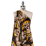 Silk Charmeuse Print 16MM, Made in Italy - Brown, Beige and Golden Yellow Butterfly Wings