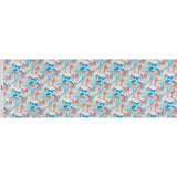 Silk Charmeuse Print 16MM, Made in Italy - Aqua Blue, Tan and Coral Pink Retro Lily Florals