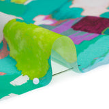 Silk Charmeuse Print 16MM, Made in Italy - Sea Green, Fuchsia and Yellow Painterly Abstract