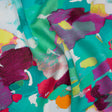 Silk Charmeuse Print 16MM, Made in Italy - Sea Green, Fuchsia and Yellow Painterly Abstract