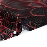 Silk Charmeuse Panel 16MM, Made in Italy - Dark Berry Pink, Coppy Oxide Green and Black Linework Flowers and Gemstones