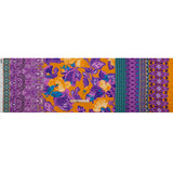 Silk Charmeuse Print 16MM, Made in Italy - Golden Yellow, Purple and Teal Floral and Abstract Stripes