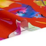 Silk Charmeuse Print 16MM, Made in Italy - Red and Rainbow Illustrated Watercolor Flowers