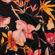 Silk Charmeuse Print 16MM, Made in Italy - Black, Orange and Red Illustrated Watercolor Flowers