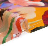 Silk Charmeuse Print 16MM, Made in Italy - Orange, Goldenrod and Multicolor Watercolor Floral Border