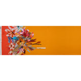 Silk Charmeuse Print 16MM, Made in Italy - Orange, Goldenrod and Multicolor Watercolor Floral Border