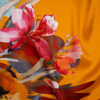 Silk Charmeuse Print 16MM, Made in Italy - Orange, Goldenrod and Multicolor Watercolor Floral Border