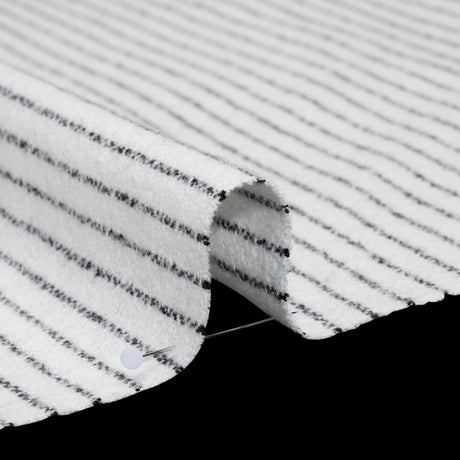 Yarn-Dyed Cotton Flannel - Black on White Chalk Stripes - Deadstock