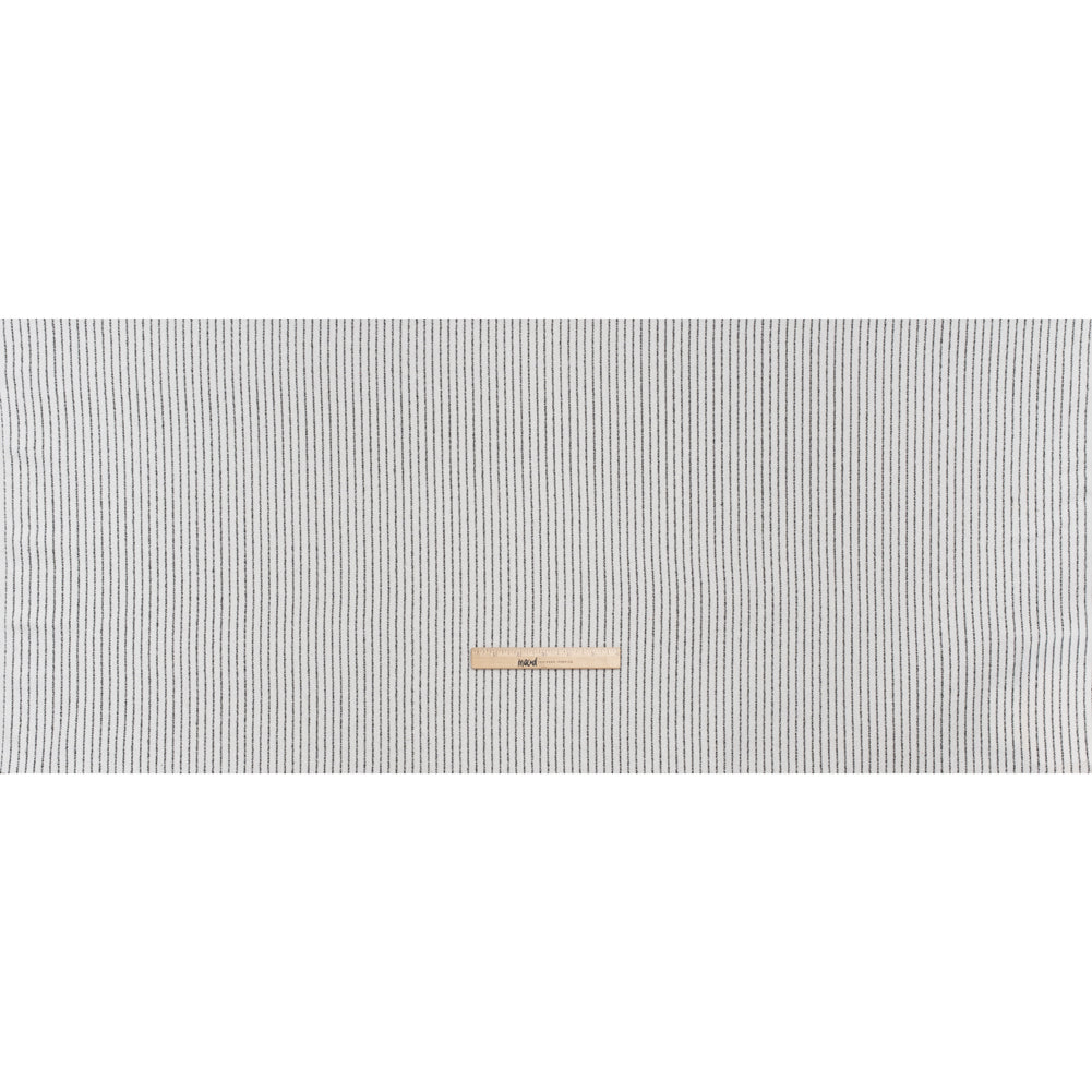 Yarn-Dyed Cotton Flannel - Black on White Chalk Stripes - Deadstock