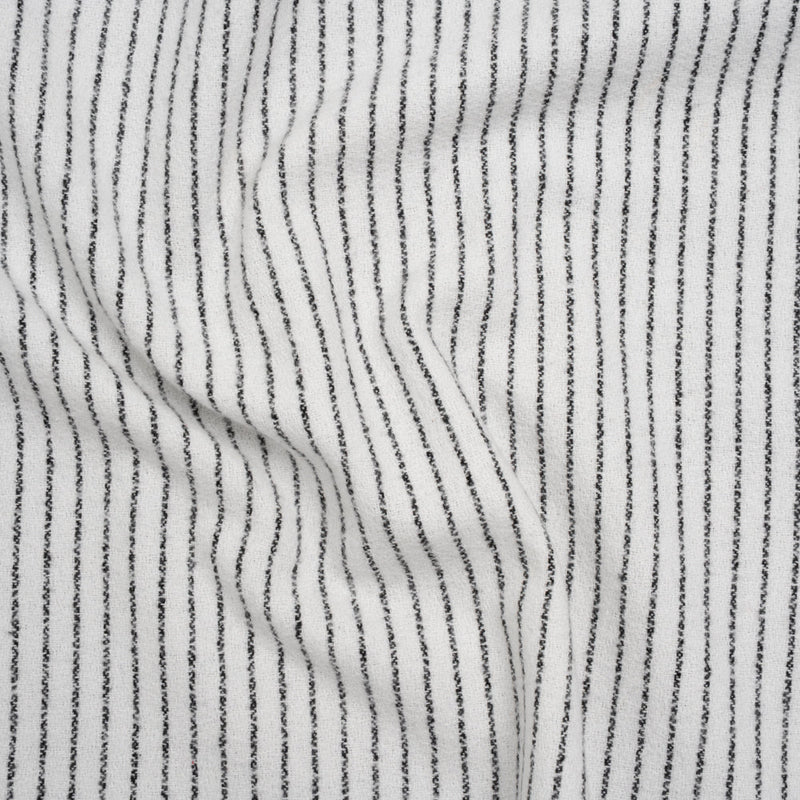 Yarn-Dyed Cotton Flannel - Black on White Chalk Stripes - Deadstock