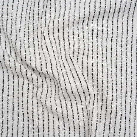 Yarn-Dyed Cotton Flannel - Black on White Chalk Stripes - Deadstock