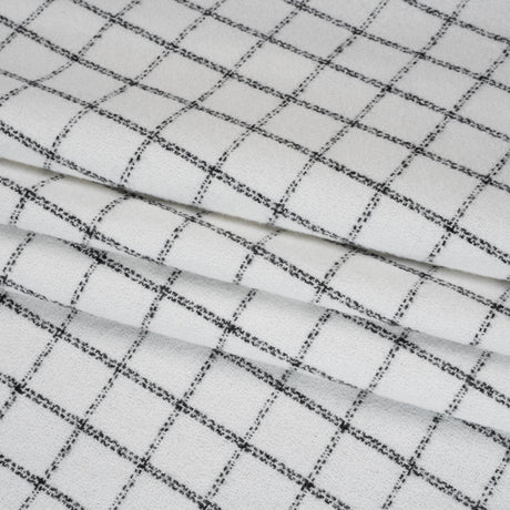 Yarn-Dyed Cotton Flannel - Black on White Windowpane Checks - Deadstock