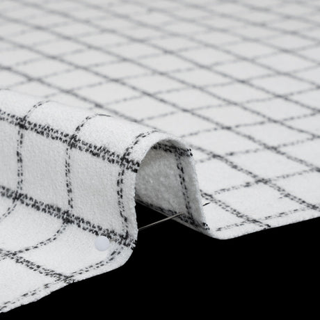 Yarn-Dyed Cotton Flannel - Black on White Windowpane Checks - Deadstock