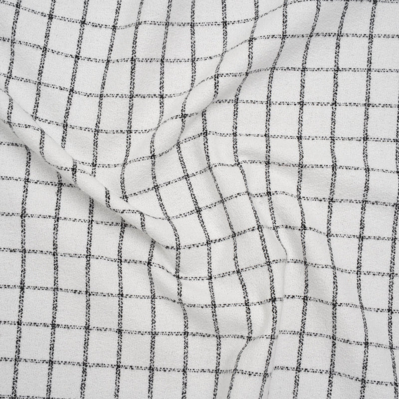 Yarn-Dyed Cotton Flannel - Black on White Windowpane Checks - Deadstock