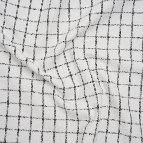 Yarn-Dyed Cotton Flannel - Black on White Windowpane Checks - Deadstock