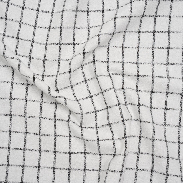 Yarn-Dyed Cotton Flannel - Black on White Windowpane Checks - Deadstock