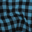 Yarn-Dyed Cotton Twill Flannel - Small Sky Blue and Black Buffalo Check - Deadstock
