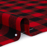 Yarn-Dyed Cotton Twill Flannel - Small Red and Black Buffalo Check - Deadstock