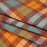 Yarn-Dyed Cotton Twill Flannel - Creamsicle Orange, Sky Blue and Dusty Red Plaid - Deadstock
